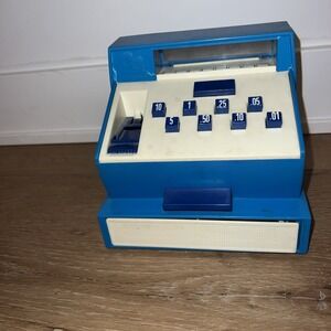 Vintage‎ Plastic Toy Cash Register Geobra Made In Germany Blue